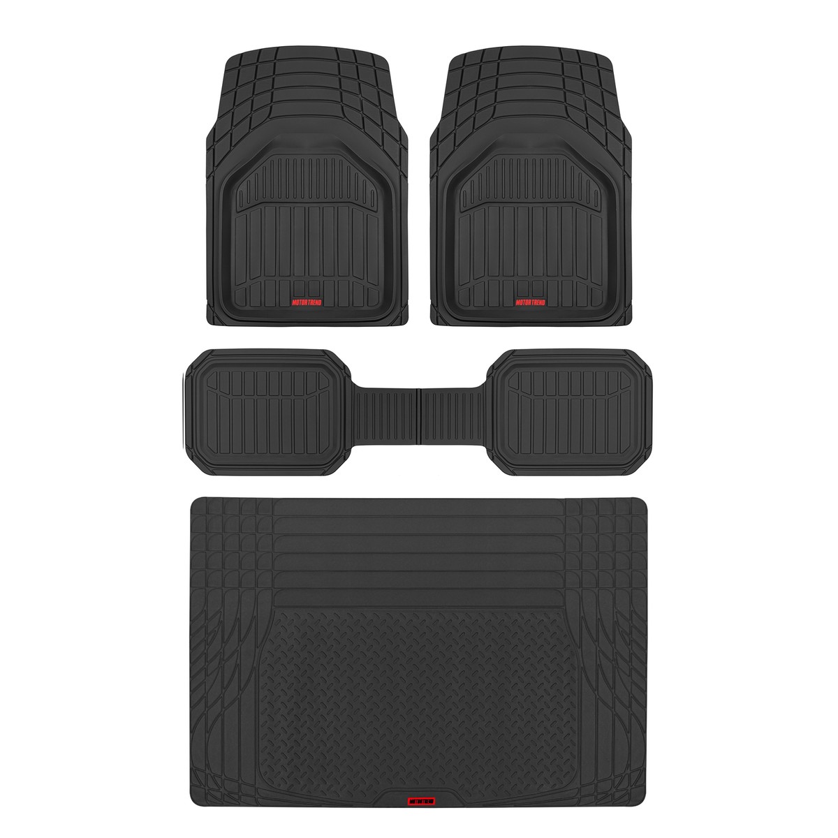 Weatherproof S Motor Trend FlexTough 4-Piece All-Weather & Cargo Liner Set - Black, Heavy Duty Floor Mat - Foto 8