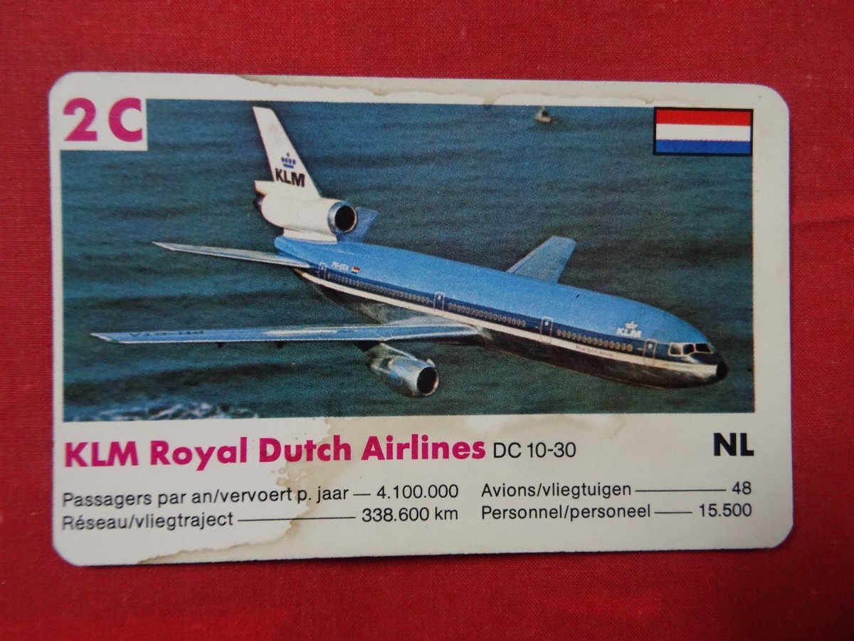 KLM ROYAL DUTCH AIRLINES AIRWAYS DC 10-30 playing card vintage one