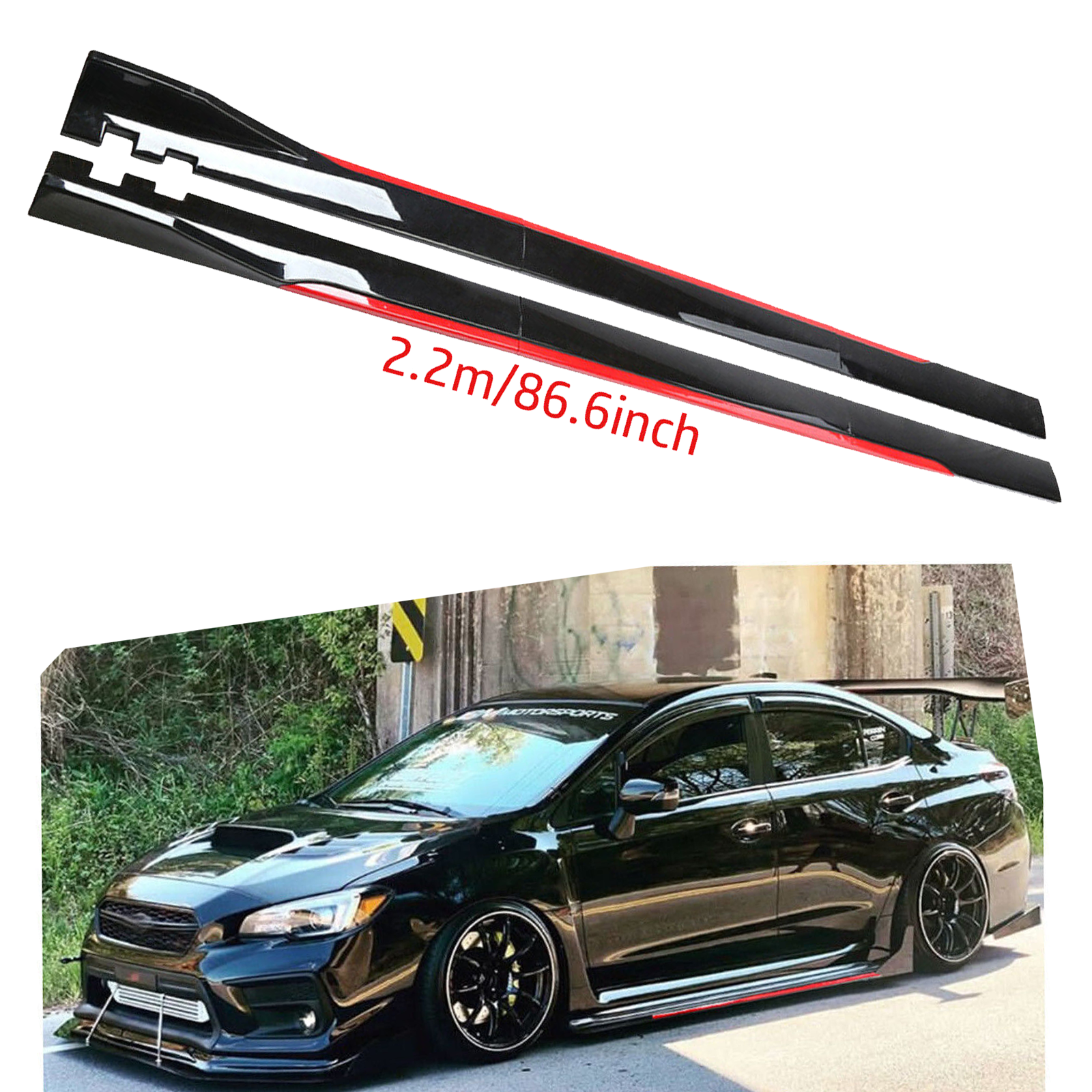 For Subaru WRX STI Side Skirt Extension Body Kit Splitter Spoiler Glossy J