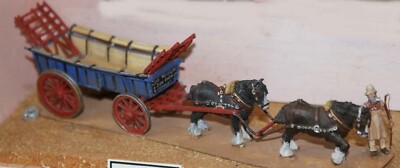 Calèche Tirée Par Des Chevaux - Figurine OO échelle Langley G10 Vintage
