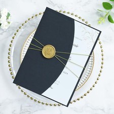20PCS Wedding Invitation Cards Kits - 5x7 Wrap Pocket Black Invitation Cards ...