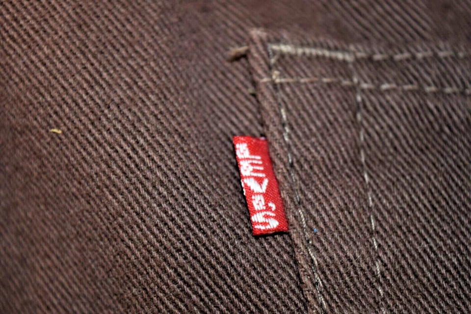 Vintage Levi's 501 Jeans Big E Button Fly W34 L31 80s Brown Retro Big E c.1988 - Image 3 of 4