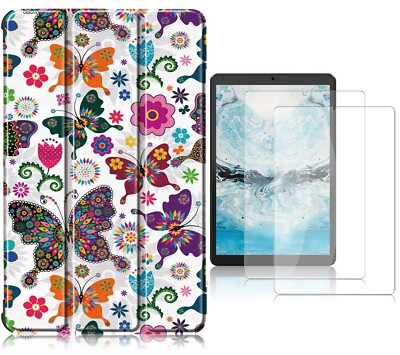 Trifold Stand Case for 8'' Lenovo Tab M8 Tablet / Tempered Glass Screen Protector
