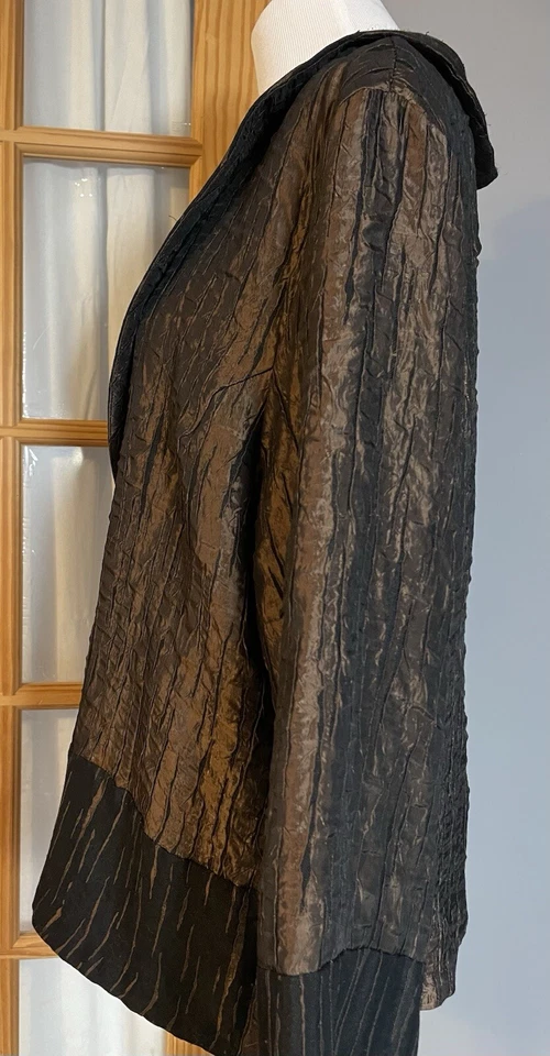 Винтажный Hosanna дизайн США Blazer куртка женщины 2 X бронза хрустящая ткань черная отделка - Изображение 3 из 4