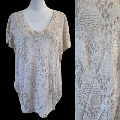 Max & Moi Paris Petal Pink Floral Linen Short Sleeve V Neck Oversized Top 40 / 8
