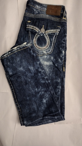 Big Star Vintage Sweet Skinny Womens Denim Jeans 30R Low Rise Rhinestone Stretch