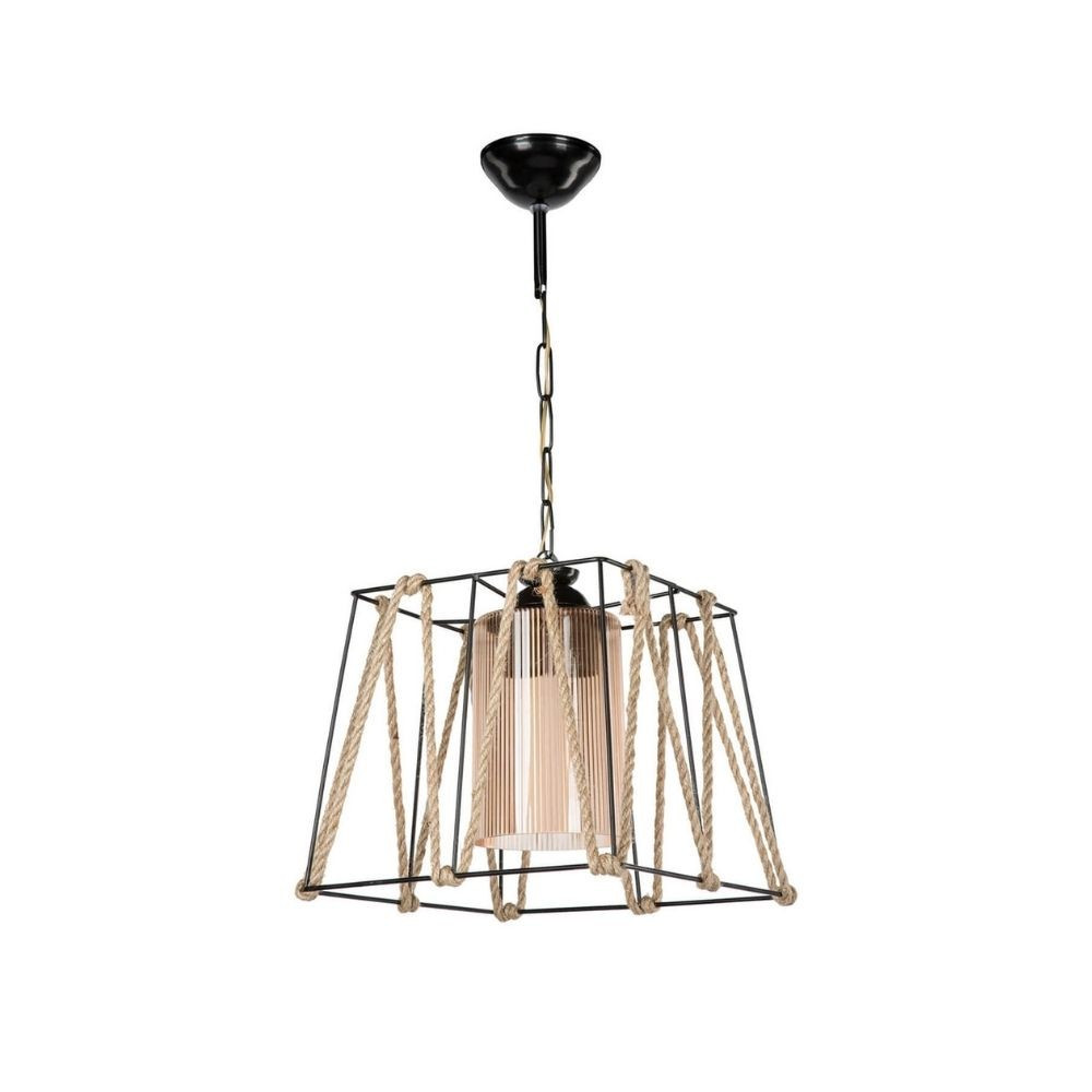 Lampada Likya ASZ0990 Metallo Nero e Corda | Design Urban Chic