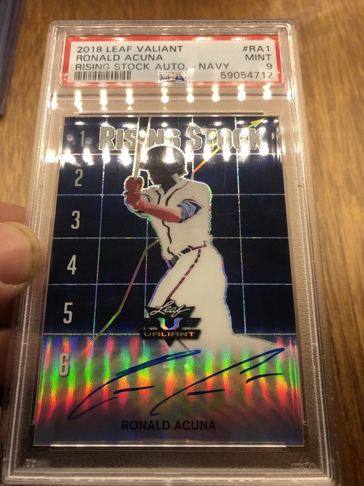 2018 Leaf Valiant Ronald Acuna Rising Stock Auto /25 PSA 9  - Image 2 of 3