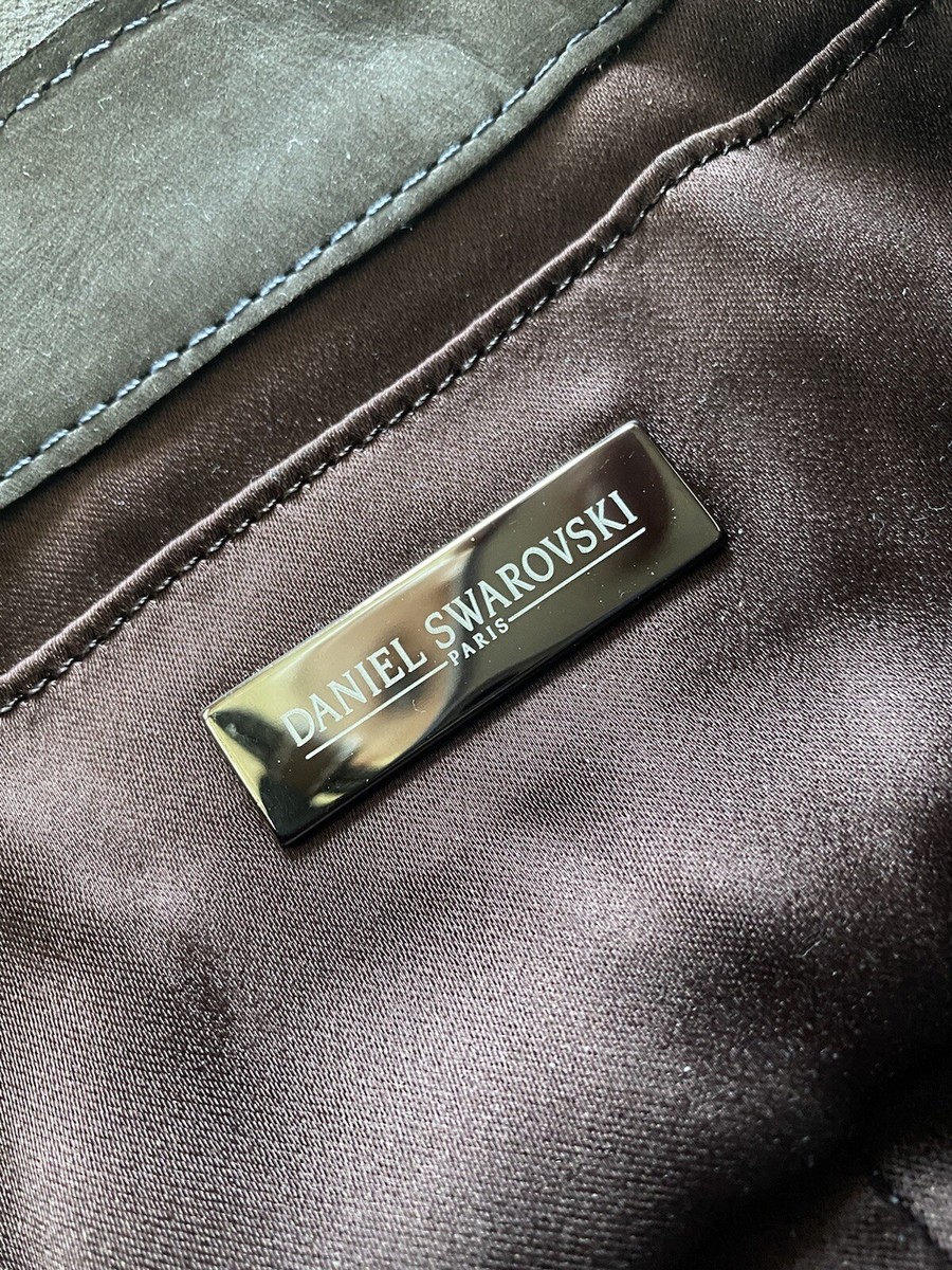 Sac à Main Daniel Swarovski En Cuir Noir Nacré - Petite Taille, Avec Anses à Cristaux, Occasion Peu Porté