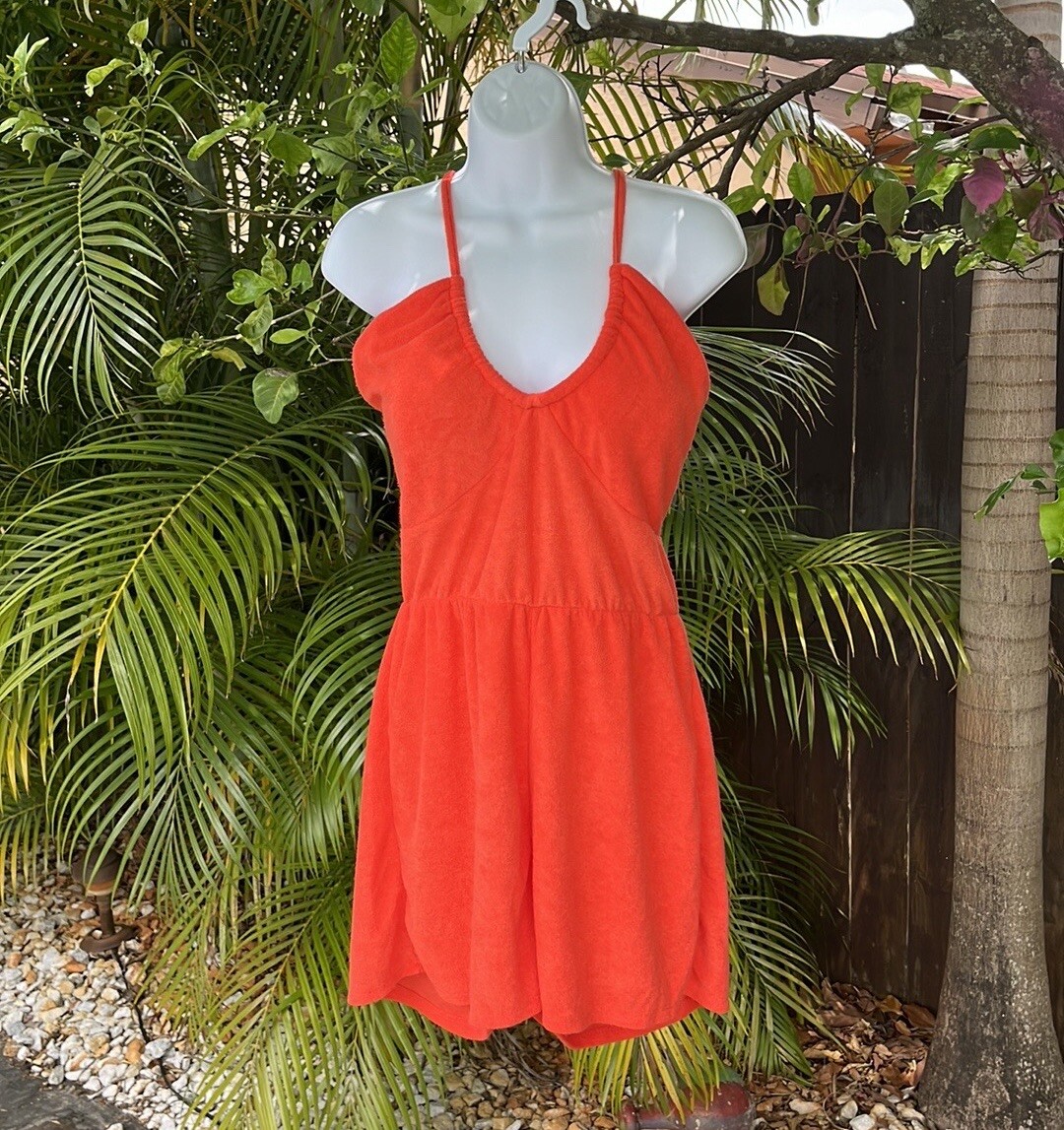 Derek Heart Orange Terry Romper Size Large