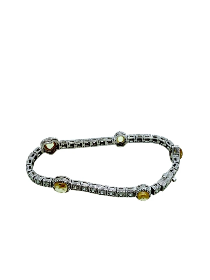 Brazalete Tenis Judith Ripka Plata Esterlina Amarillo Circonita Central Corazón Cuadrado Foto 2 de 4