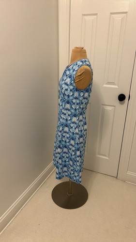 J. McLaughlin Kleid blau weiß Ananasmuster ärmellos Gr. M - Bild 3 von 8