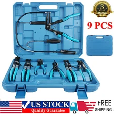 9pc Wire Hose Clamp Clip Pliers Set Swivel Jaw Fuel Oil Water Hose Auto Tool Kit