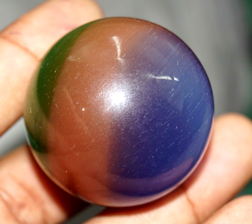 Natural 388.45 Ct Bi-Color Chrysoberyl Cats Eye Ball Shape Loose Gemstone - Picture 6 of 9