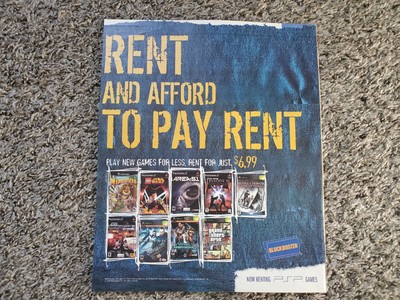 12 x 10 Blockbuster Game Rental - Rent and Afford to Pay Rent Magazine Print Ad
