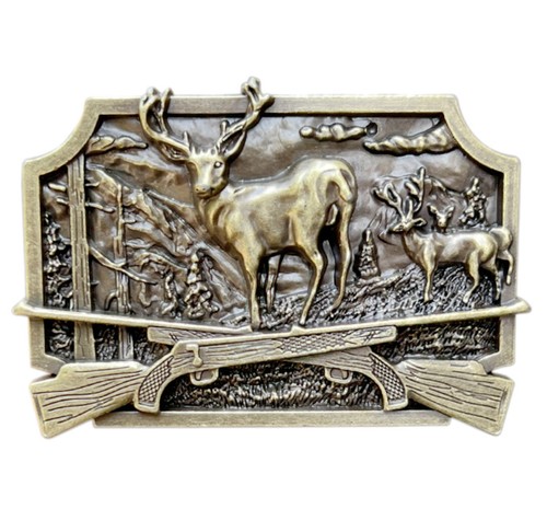 Deer Hunting Belt Buckle Western Cowboy Cowgirl Native American (DER-02-G) - Picture 1 of 2