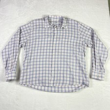 Peter Millar Mens Performance Button Front Shirt Sz XL Tartan Plaid White Blue