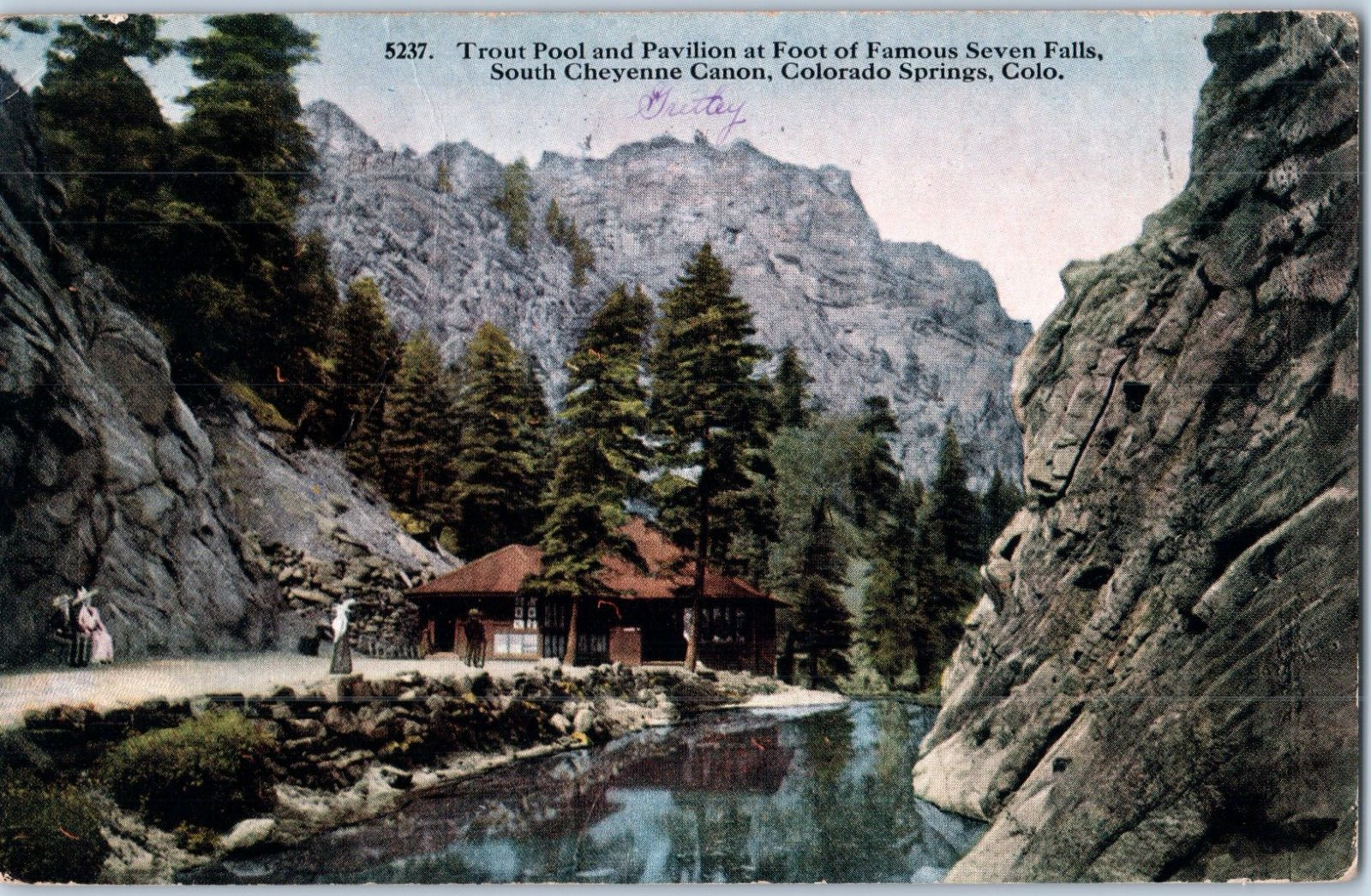 Trucha Piscina Y Edificio En Pie Of Seven Cascadas Colorado Postal Se Envía 1917