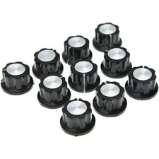 10x Guitar Mini Effect Pedal Knobs 6mm Black with Silver Cap for Boss Pedals