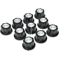 10x Guitar Mini Effect Pedal Knobs 6mm Black with Silver Cap for Boss Pedals