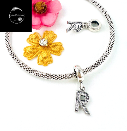 Sterling Silver 925 Charm Alphabet Letter A-Z Pendant Dangle - Family Initials - Picture 131 of 294