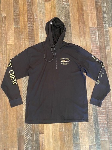 Salty Crew Men's Hooded Long Sleeve T-Shirt Black size XL