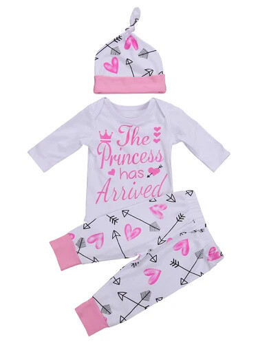 Newborn Baby Boy Girl Outfit Romper Pants Hat Headband 4pcs Set - Picture 9 of 9