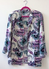 1980s Jaeger Open Fronted Linen Jacket M