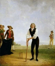 oil painting handpainted on canvas "Mr. Hope, of Amsterdam, playing cricket"