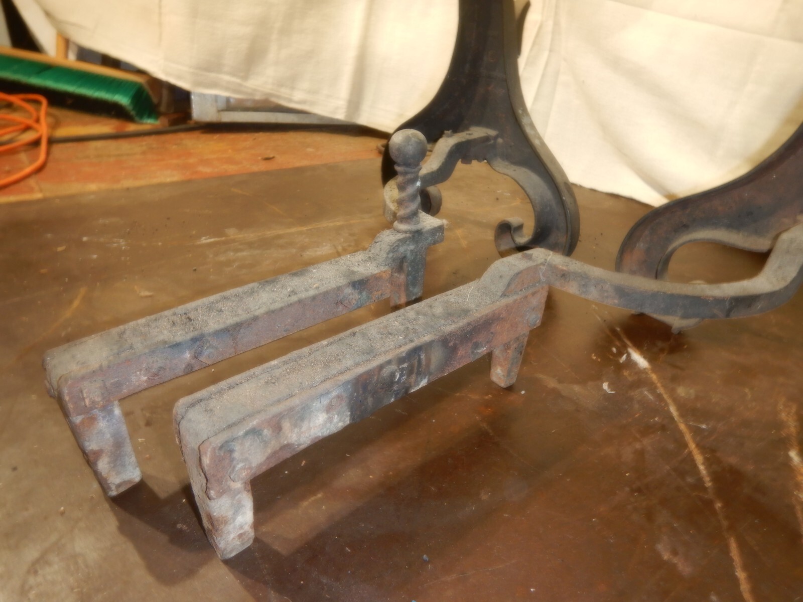 Antique Art Nouveau Gothic Dragon Bradley Hubbard Cast Iron Fireplace Andirons 