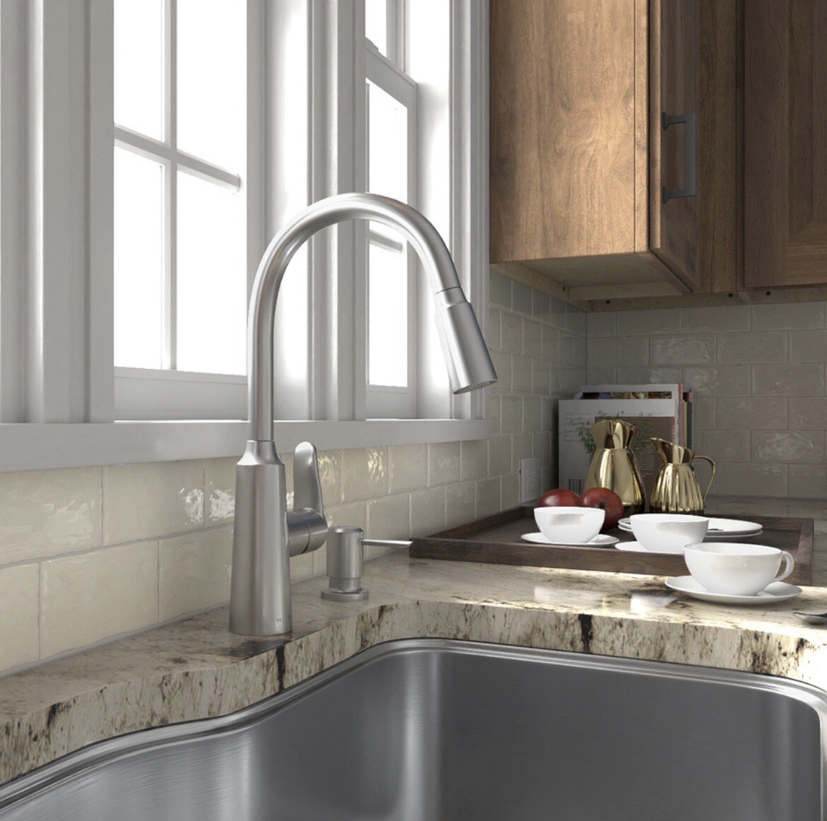 NEW!! Moen EDWYN Pulldown Kitchen Faucet Spot Resist (87028SRS) eBay