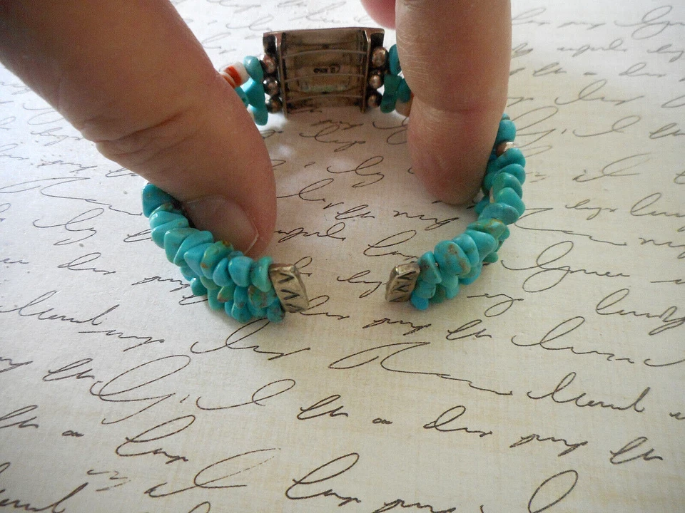 Pulsera Carolyn Pollack Relios Turquesa Esterlina Cuentas Bobina Elástica 36B78 Foto 4 de 4