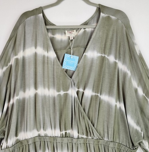 Hayden Shirt Womens 3XL Green Tie Dye Elastic Waist Doman Sleeve Tunic Blouse - Picture 6 of 10