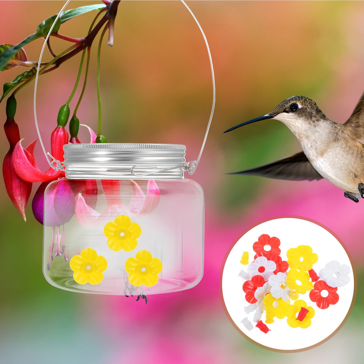 Kolibri-Futterstation DIY-Set – Mit Blumen & Bürste Zum Selbermachen & Beobachten