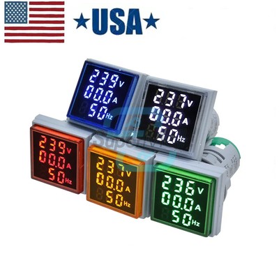 AC 60-500V 0-100A 22mm 3 in 1 Voltmeter Ammeter LED Light Digital Volt/AMP Meter