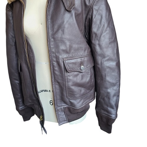 VTG G-1 Flight Aviator Bomber Shearling Mouton Collar Leather Jacket 42T Repro - Picture 4 of 9