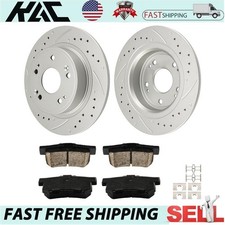 Set of 6 Rear Drilled Slotted Brake Rotors Pads Kit Fit For Acura ILX 2016-2018