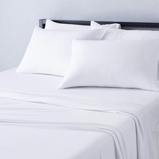 4 Piece Bed Sheet Set, 100 Cotton Jersey, Includes Super Soft, Flat and Fitted