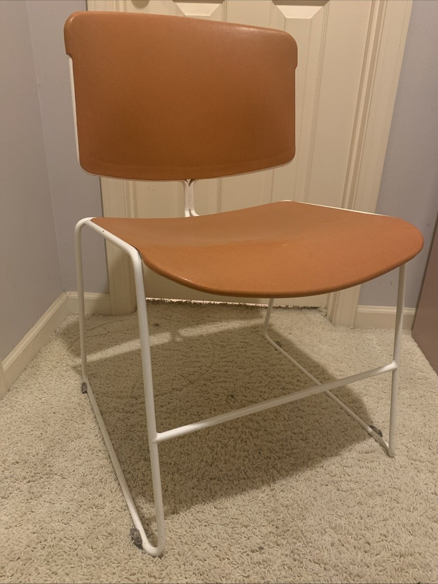 Vintage Steelcase Max-Stacker Chair MCM Atomic Orange & White