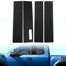 4pc Carbon Fiber Grain Window B Pillar Post Trim Accessories For Ford F150 15-25