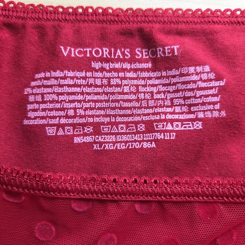 Victoria's Secret High Leg Cotton Brief XL Panty NWT Red Polka Dot Sheer Front - Picture 2 of 6