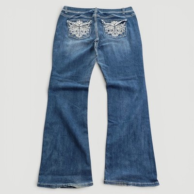  Y2K 2000s Vintage bestickt Bootcut Jeans Schlagjeans XL  Miss Me Jeans Style 