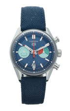 TAG Heuer CBS2213 Carrera Skipper Chronograph 39mm Steel Fabric Auto Wrist Watch