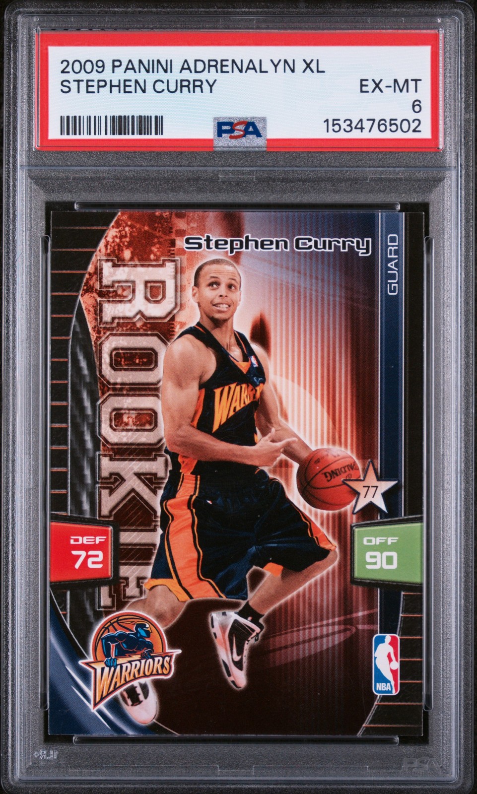 2009 PANINI ADRENALYN XL STEPHEN CURRY ROOKIE RC PSA 6 view 1