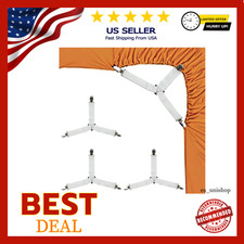 4PCS Bed Sheet Straps with Metal Clips, Adjustable Elastic Fitted Sheet Holders