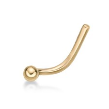20 Gauge Unisex Ball Curved Nose Stud in 14K Yellow Gold - 1.2mm in Diameter