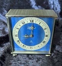 Vintage Helveco Swiss Silber und Blau Wecker 8 Jewels - funktioniert nicht