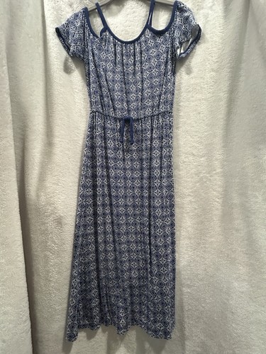 Old Navy Girls Dress Size Large Multicolor Print Classic Comfort Cold Shoulder