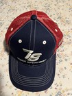 Iowa Speedway NASCAR Mesh Trucker Hat Cap Navy Red White American Flag Brim — photo 1