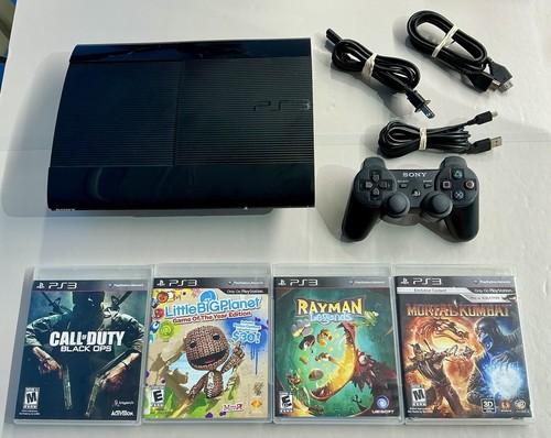 Sony PlayStation 3 Slim PS3 CECH-4001B 250GB Black Console Complete w/ 4 Games
